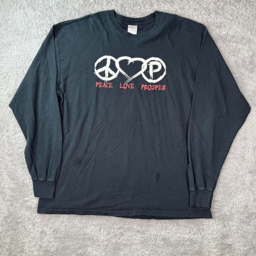 Peace Love Prosper black long sleeve shirt‎